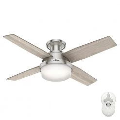 Dempsey 44 in. Low Profile LED Indoor Brushed Nickel Ceiling Fan with Light Kit and Universal Remote by Hunter