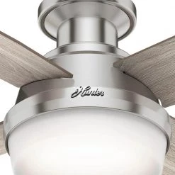 Dempsey 44 in. Low Profile LED Indoor Brushed Nickel Ceiling Fan with Light Kit and Universal Remote by Hunter -Hunter Sales brushed nickel hunter ceiling fans with lights 50282 76 1000