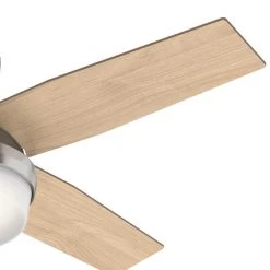 Dempsey 44 in. Low Profile LED Indoor Brushed Nickel Ceiling Fan with Light Kit and Universal Remote by Hunter -Hunter Sales brushed nickel hunter ceiling fans with lights 50282 fa 1000