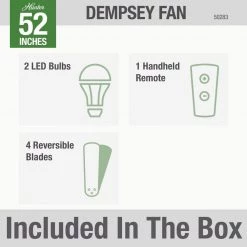 Dempsey 52 in. LED Low Profile Indoor Brushed Nickel Ceiling Fan with Light and Remote by Hunter -Hunter Sales brushed nickel hunter ceiling fans with lights 50283 44 1000