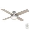 Dempsey 52 in. LED Low Profile Indoor Brushed Nickel Ceiling Fan with Light and Remote by Hunter -Hunter Sales brushed nickel hunter ceiling fans with lights 50283 64 1000