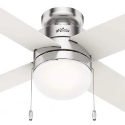 Timpani 44 in. LED Indoor Brushed Nickel Ceiling Fan with Light Kit by Hunter -Hunter Sales brushed nickel hunter ceiling fans with lights 50358 44 1000