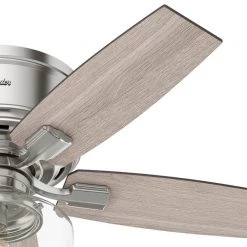 Bennett 44 in. Indoor Brushed Nickel LED Low Profile Ceiling Fan with Light Kit and Remote Control by Hunter -Hunter Sales brushed nickel hunter ceiling fans with lights 50420 4f 1000