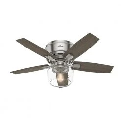 Bennett 44 in. Indoor Brushed Nickel LED Low Profile Ceiling Fan with Light Kit and Remote Control by Hunter -Hunter Sales brushed nickel hunter ceiling fans with lights 50420 c3 1000