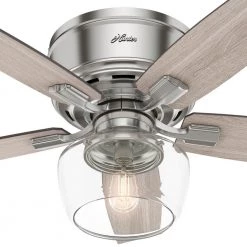 Bennett 44 in. Indoor Brushed Nickel LED Low Profile Ceiling Fan with Light Kit and Remote Control by Hunter -Hunter Sales brushed nickel hunter ceiling fans with lights 50420 fa 1000