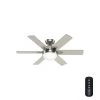 Hardaway 44 in. LED Indoor Brushed Nickel Ceiling Fan with Light Kit and Remote by Hunter -Hunter Sales brushed nickel hunter ceiling fans with lights 50721 64 1000