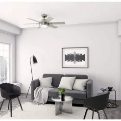 Hardaway 44 in. LED Indoor Brushed Nickel Ceiling Fan with Light Kit and Remote by Hunter -Hunter Sales brushed nickel hunter ceiling fans with lights 50721 66 1000