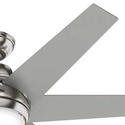 Sotto 52 in. LED Indoor Brushed Nickel Ceiling Fan with Light Kit and Remote by Hunter -Hunter Sales brushed nickel hunter ceiling fans with lights 50976 44 1000