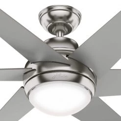 Sotto 52 in. LED Indoor Brushed Nickel Ceiling Fan with Light Kit and Remote by Hunter -Hunter Sales brushed nickel hunter ceiling fans with lights 50976 fa 1000