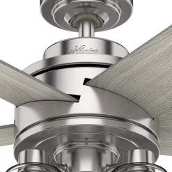 Agnew 52 in. LED Indoor Brushed Nickel Ceiling Fan with Light and Remote by Hunter -Hunter Sales brushed nickel hunter ceiling fans with lights 51214 44 1000