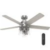Agnew 52 in. LED Indoor Brushed Nickel Ceiling Fan with Light and Remote by Hunter -Hunter Sales brushed nickel hunter ceiling fans with lights 51214 64 1000