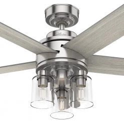 Agnew 52 in. LED Indoor Brushed Nickel Ceiling Fan with Light and Remote by Hunter -Hunter Sales brushed nickel hunter ceiling fans with lights 51214 fa 1000