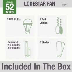 Lodestar 52 in. LED Indoor Brushed Nickel Ceiling Fan with Light Kit by Hunter -Hunter Sales brushed nickel hunter ceiling fans with lights 51276 77 1000