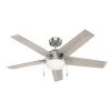 Bartlett 52 in. LED Indoor Brushed Nickel Ceiling Fan with Light Kit by Hunter -Hunter Sales brushed nickel hunter ceiling fans with lights 51329 64 1000