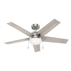 Bartlett 52 in. LED Indoor Brushed Nickel Ceiling Fan with Light Kit by Hunter