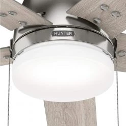 Kirkwood 44 in. Indoor Brushed Nickel Ceiling Fan With Light Kit by Hunter -Hunter Sales brushed nickel hunter ceiling fans with lights 51546 1d 1000