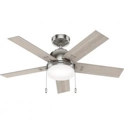 Kirkwood 44 in. Indoor Brushed Nickel Ceiling Fan With Light Kit by Hunter