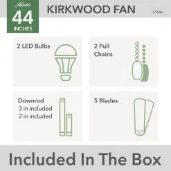 Kirkwood 44 in. Indoor Brushed Nickel Ceiling Fan With Light Kit by Hunter -Hunter Sales brushed nickel hunter ceiling fans with lights 51546 77 1000