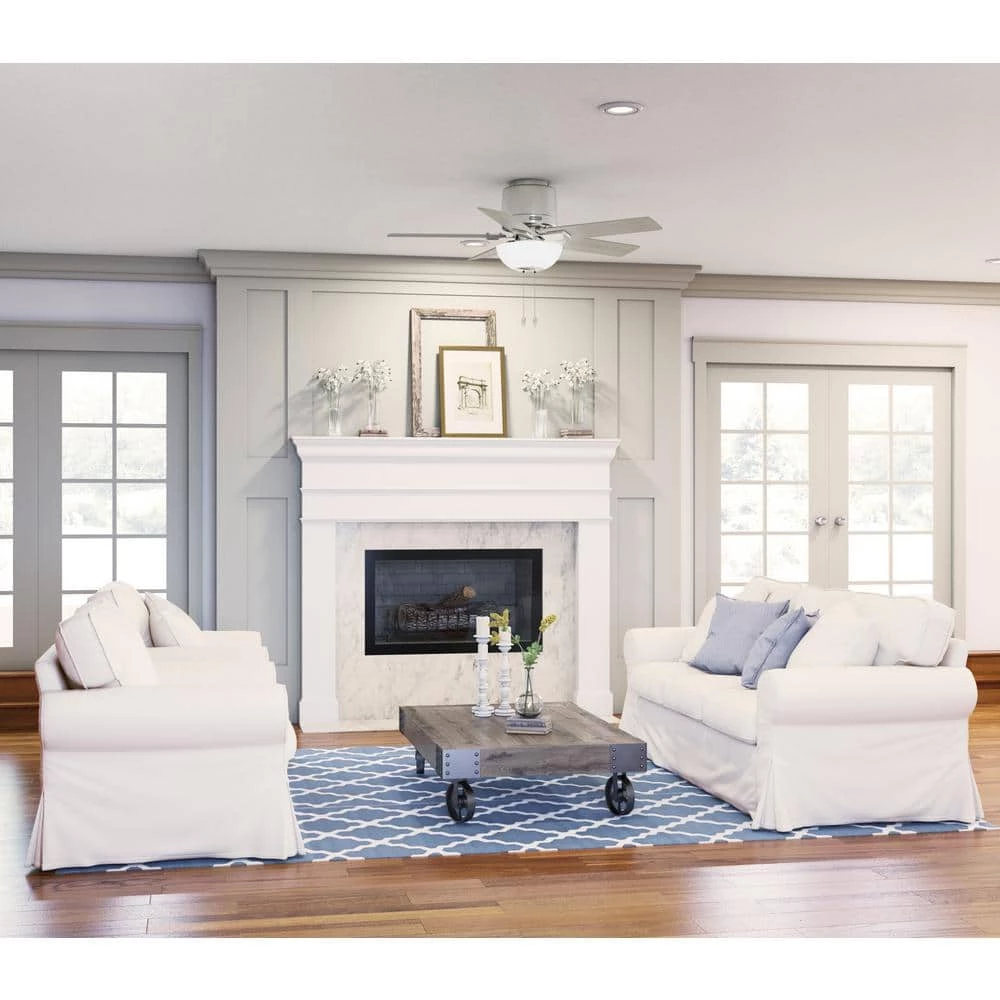 Fitzgerald 44 in. Indoor Brushed Nickel Ceiling Fan with Light Kit Included by Hunter 5 Fitzgerald 44 in. Indoor Brushed Nickel Ceiling Fan with Light Kit Included by Hunter - Image 3