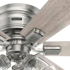 Alvarado 52 in. Indoor Brushed Nickel Ceiling Fan with Light Kit by Hunter -Hunter Sales brushed nickel hunter ceiling fans with lights 51762 1f 1000