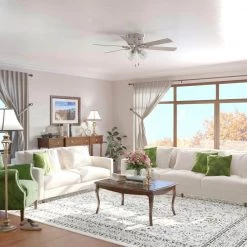 Alvarado 52 in. Indoor Brushed Nickel Ceiling Fan with Light Kit by Hunter -Hunter Sales brushed nickel hunter ceiling fans with lights 51762 40 1000