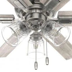 Alvarado 52 in. Indoor Brushed Nickel Ceiling Fan with Light Kit by Hunter -Hunter Sales brushed nickel hunter ceiling fans with lights 51762 66 1000