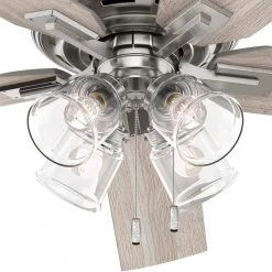 Beckworth 60 in. Indoor Brushed Nickel Ceiling Fan with Light Kit by Hunter -Hunter Sales brushed nickel hunter ceiling fans with lights 51763 1d 1000