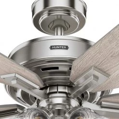 Beckworth 60 in. Indoor Brushed Nickel Ceiling Fan with Light Kit by Hunter -Hunter Sales brushed nickel hunter ceiling fans with lights 51763 1f 1000