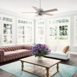 Beckworth 60 in. Indoor Brushed Nickel Ceiling Fan with Light Kit by Hunter -Hunter Sales brushed nickel hunter ceiling fans with lights 51763 40 1000