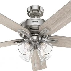 Beckworth 60 in. Indoor Brushed Nickel Ceiling Fan with Light Kit by Hunter -Hunter Sales brushed nickel hunter ceiling fans with lights 51763 44 1000