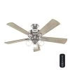 Crestfield 52 in. Indoor Brushed Nickel Ceiling Fan with Light Kit and Remote by Hunter -Hunter Sales brushed nickel hunter ceiling fans with lights 51858 64 1000