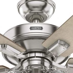 Crestfield 52 in. Indoor Brushed Nickel Ceiling Fan with Light Kit and Remote by Hunter -Hunter Sales brushed nickel hunter ceiling fans with lights 51858 76 1000