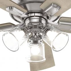Crestfield 52 in. Indoor Brushed Nickel Ceiling Fan with Light Kit and Remote by Hunter -Hunter Sales brushed nickel hunter ceiling fans with lights 51858 77 1000