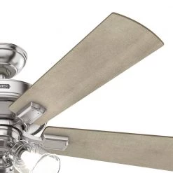 Crestfield 52 in. Indoor Brushed Nickel Ceiling Fan with Light Kit and Remote by Hunter -Hunter Sales brushed nickel hunter ceiling fans with lights 51858 c3 1000