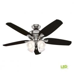 Channing 52 in. Indoor LED Brushed Nickel Ceiling Fan with Light by Hunter 27 Channing 52 in. Indoor LED Brushed Nickel Ceiling Fan with Light by Hunter -Hunter Sales brushed nickel hunter ceiling fans with lights 52074 31 1000