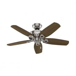 Builder Small Room 42 in. Indoor Brushed Nickel Bowl Ceiling Fan with Light Kit by Hunter -Hunter Sales brushed nickel hunter ceiling fans with lights 52219 1f 1000