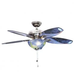 Discovery 48 in. LED Indoor Brushed Nickel Ceiling Fan with Light Kit by Hunter