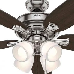 Channing 60 in. LED Indoor Brushed Nickel Ceiling Fan with Light Kit by Hunter -Hunter Sales brushed nickel hunter ceiling fans with lights 54131 4f 1000