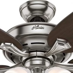 Channing 60 in. LED Indoor Brushed Nickel Ceiling Fan with Light Kit by Hunter -Hunter Sales brushed nickel hunter ceiling fans with lights 54131 a0 1000