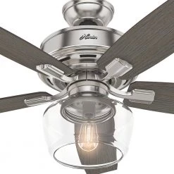 Bennett 52 in. LED Indoor Brushed Nickel Ceiling Fan with Globe Light Kit and Handheld Remote Control by Hunter -Hunter Sales brushed nickel hunter ceiling fans with lights 54188 1d 1000