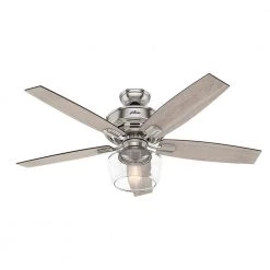 Bennett 52 in. LED Indoor Brushed Nickel Ceiling Fan with Globe Light Kit and Handheld Remote Control by Hunter -Hunter Sales brushed nickel hunter ceiling fans with lights 54188 76 1000