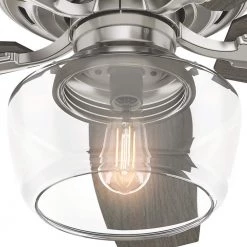 Bennett 52 in. LED Indoor Brushed Nickel Ceiling Fan with Globe Light Kit and Handheld Remote Control by Hunter -Hunter Sales brushed nickel hunter ceiling fans with lights 54188 a0 1000