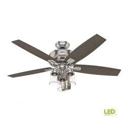 Bennett 52 in. LED Indoor Brushed Nickel Ceiling Fan with 3-Light Kit and Handheld Remote Control by Hunter -Hunter Sales brushed nickel hunter ceiling fans with lights 54190 31 1000