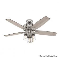 Bennett 52 in. LED Indoor Brushed Nickel Ceiling Fan with 3-Light Kit and Handheld Remote Control by Hunter -Hunter Sales brushed nickel hunter ceiling fans with lights 54190 40 1000