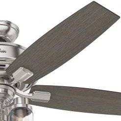 Bennett 52 in. LED Indoor Brushed Nickel Ceiling Fan with 3-Light Kit and Handheld Remote Control by Hunter -Hunter Sales brushed nickel hunter ceiling fans with lights 54190 4f 1000