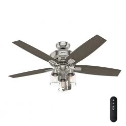 Bennett 52 in. LED Indoor Brushed Nickel Ceiling Fan with 3-Light Kit and Handheld Remote Control by Hunter
