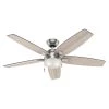 Antero 54 in. LED Indoor Brushed Nickel Ceiling Fan with Light by Hunter -Hunter Sales brushed nickel hunter ceiling fans with lights 59183 64 1000