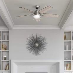 Antero 54 in. LED Indoor Brushed Nickel Ceiling Fan with Light by Hunter -Hunter Sales brushed nickel hunter ceiling fans with lights 59183 76 1000