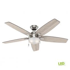 Antero 54 in. LED Indoor Brushed Nickel Ceiling Fan with Light by Hunter -Hunter Sales brushed nickel hunter ceiling fans with lights 59183 a0 1000
