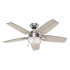 Antero 46 in. LED Indoor Brushed Nickel Ceiling Fan with Light by Hunter